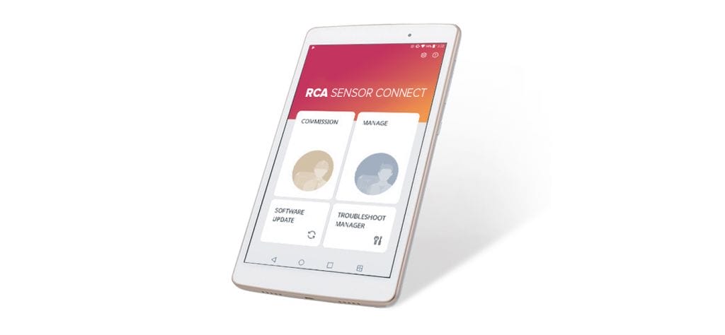 Image of the Sensor Connect app. on a android tablet. 